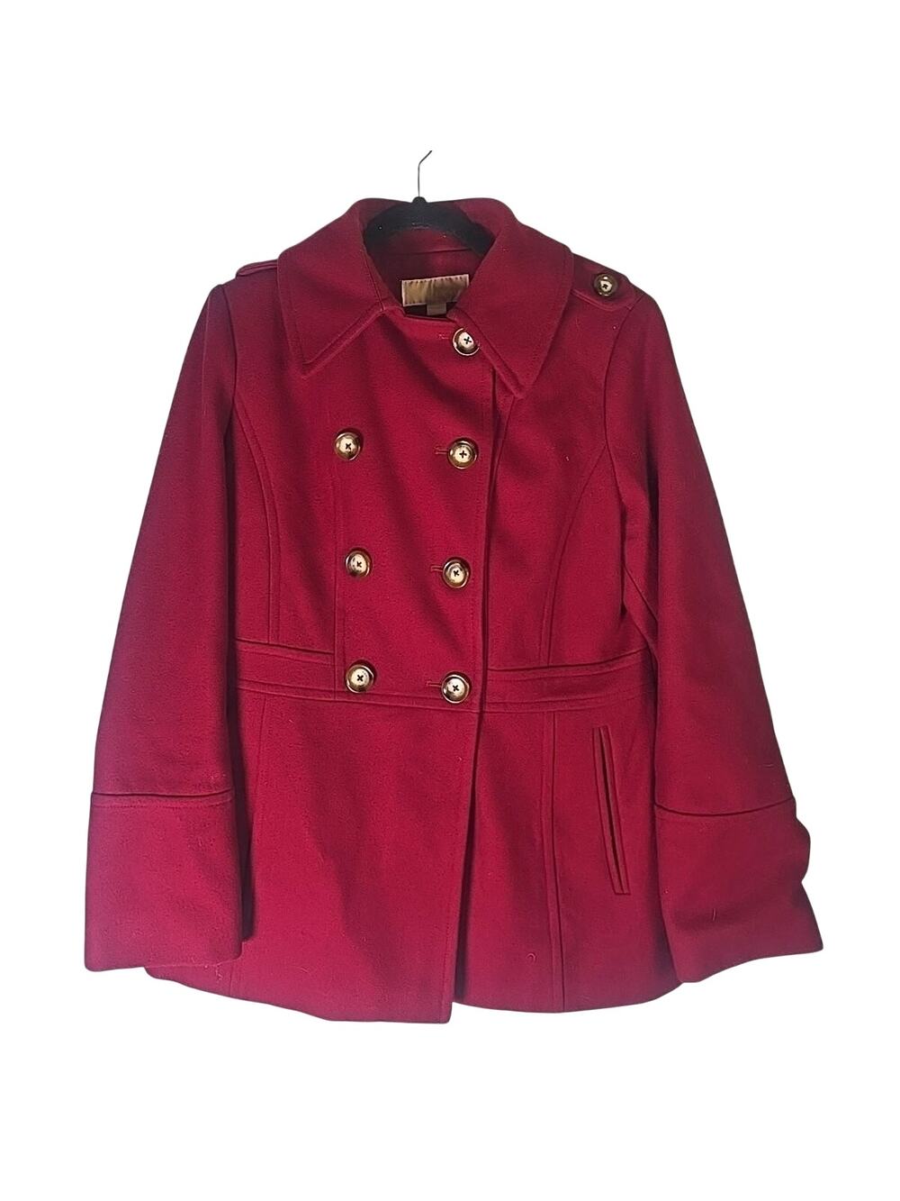 MICHAEL KORS Wool Peacoat Jacket Coat Womens Medium Red Winter Cozy Office Fall